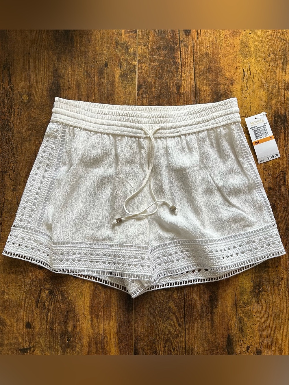 MICHAEL Michael Kors White Crochet-Trim Shorts